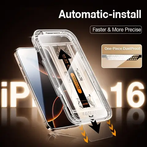 HD Clear Full Screen Protector For iPhone 16 15 14 13 12 17 Pro Max Plus 17Air Shatterproof Tempered Glass Dust Proof Protection