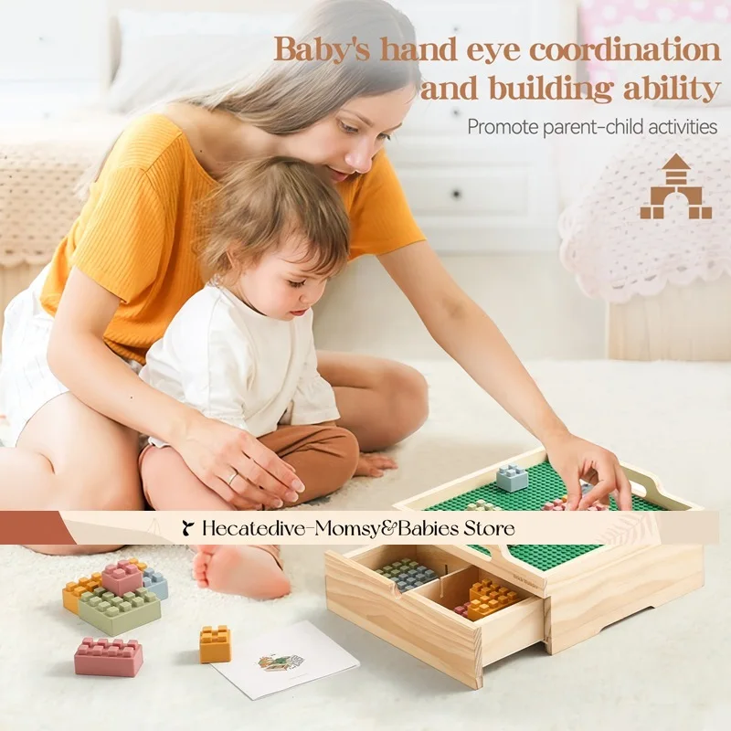 Conjunto de blocos de construção de madeira brinquedos educativos de construção para crianças desenvolvimento cerebral diversão playtime