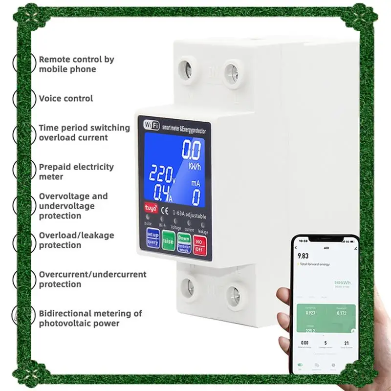 24-Hour Delivery Tuya Wifi Enabled 63A Smart Circuit Breaker Voltage Relay 220V Leakage Protection Automatic MCB Switch For Smar