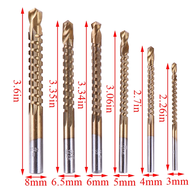 6Pcs hss countersink drill bit titanium coated hss saw drilling power tools high quality