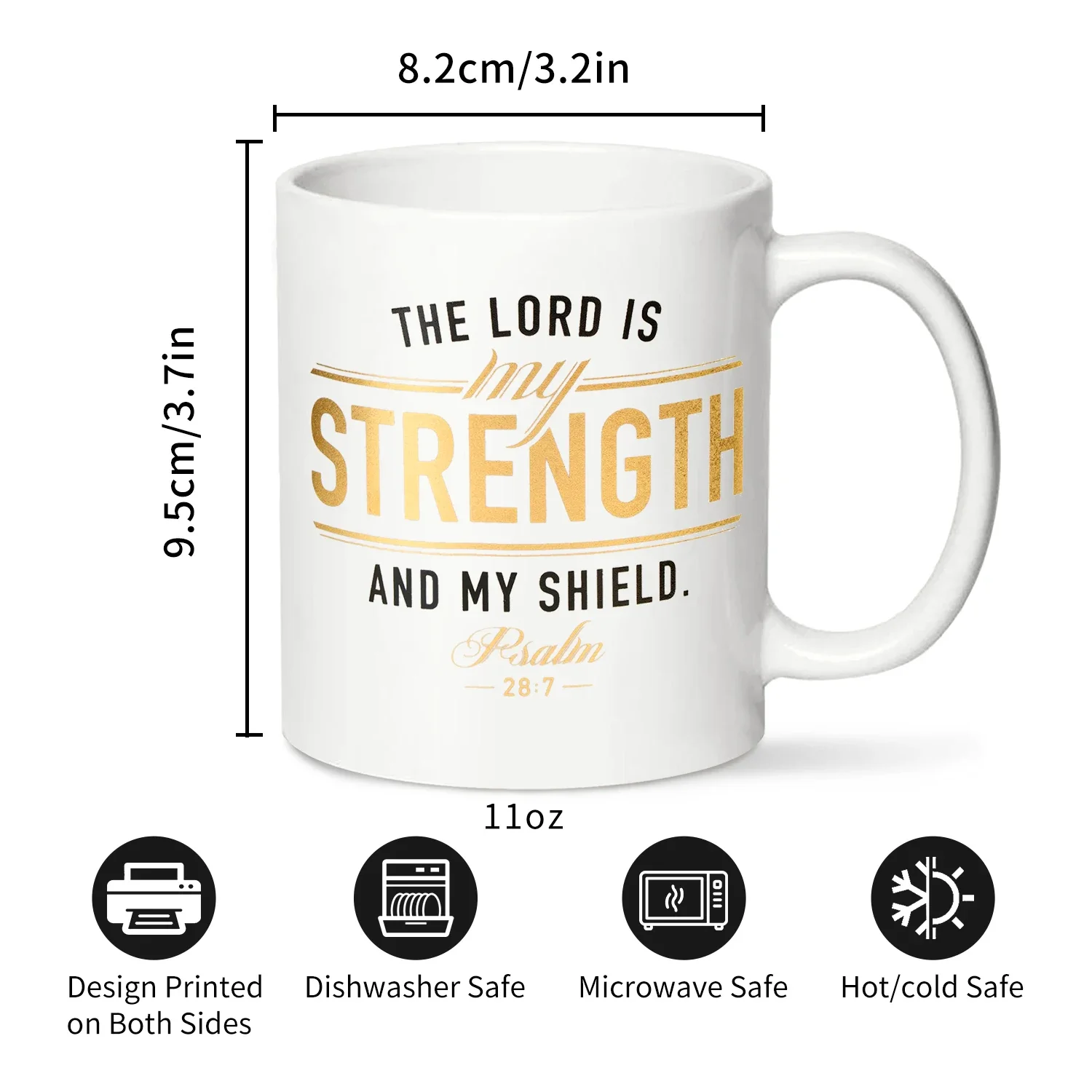 1pc, 320ml Ceramic Offee And Tea Mug For Men And Women, The Lord Is My Strength, Novelty Drinkware,Christmas Gifts