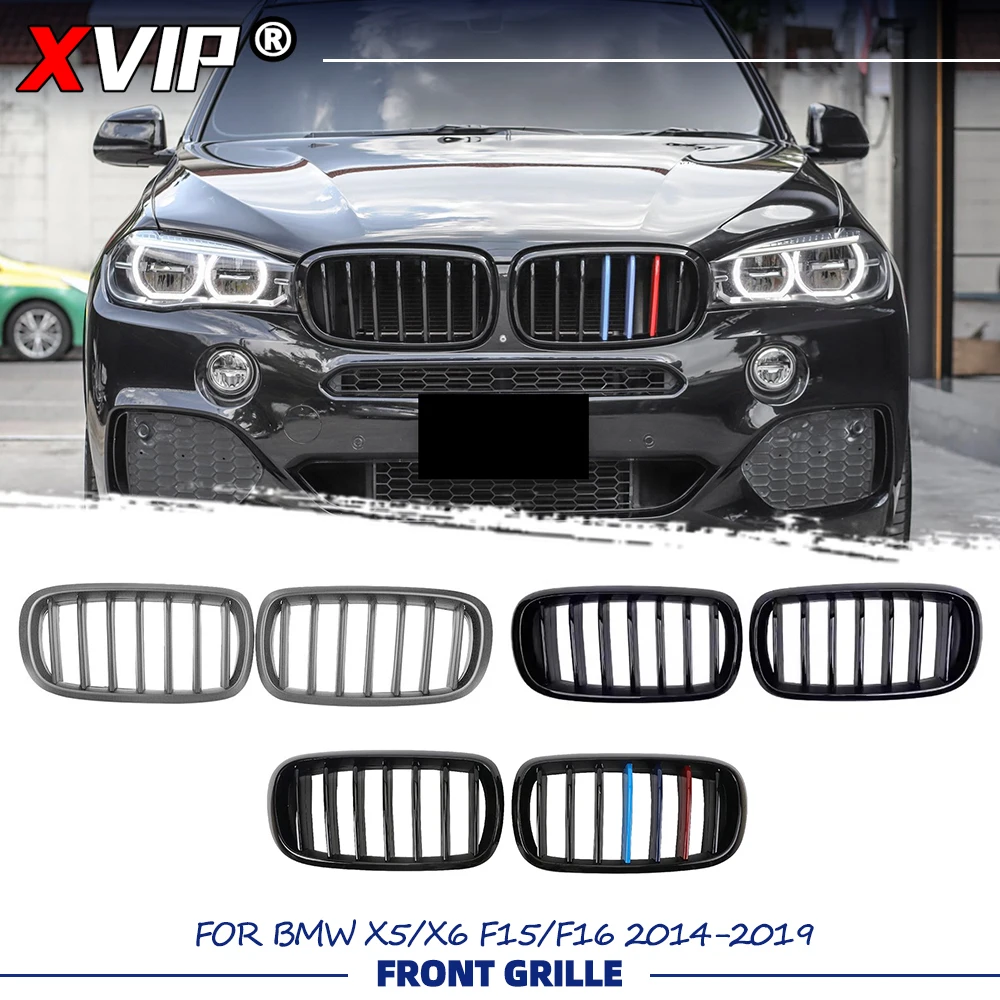 

XVIP Single Line Style Glossy M-Color Upper Racing Grills For BMW X5 F15 X6 F16 2014-2019 Matte Black Front Bumper Racing Grille