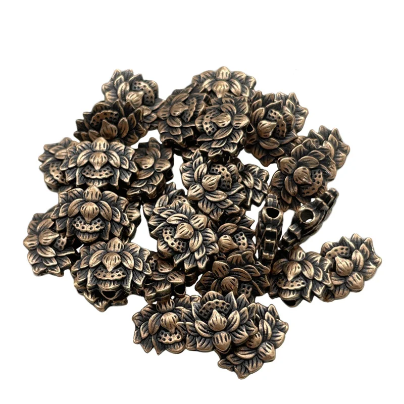 30pcs Lotus Flower Perforated Beads Connected For Jewelry Making DIY Handmade Bracelet Necklace Alloy Accessories Wholesale