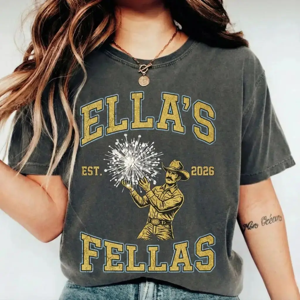 Ellas Fellas Vintage Tee T-Shirt Matching Squad Friends Gift Retro Group Outfit Graphic Tee Casual Loose Streetwear Unisex