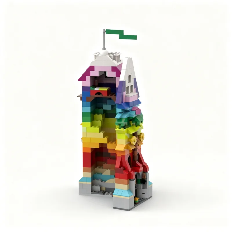 602pcs MOC Rainbow Tower Model Building Blocks Toy Construction Christmas Gift DIY Education Creative Assemble Birthday Kids