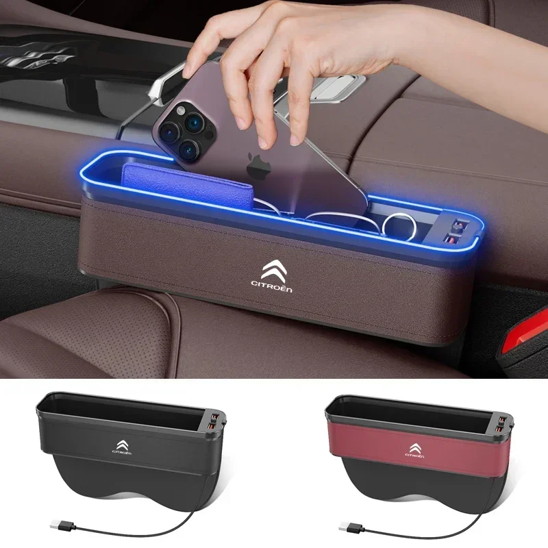 Car Seat Gap Storage Box Leather Storage Box For Citroen Berlingo Saxo C3 C5 C4 C1 C2 C6 Grand Picasso Elysee VTS Nemo C-Crosser