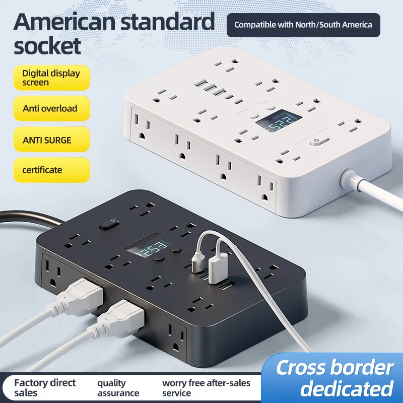 

AmazontemuCross-Border New Arrival Power Strip Household Patch Board16AC 3usb2Type-cPatch Panel