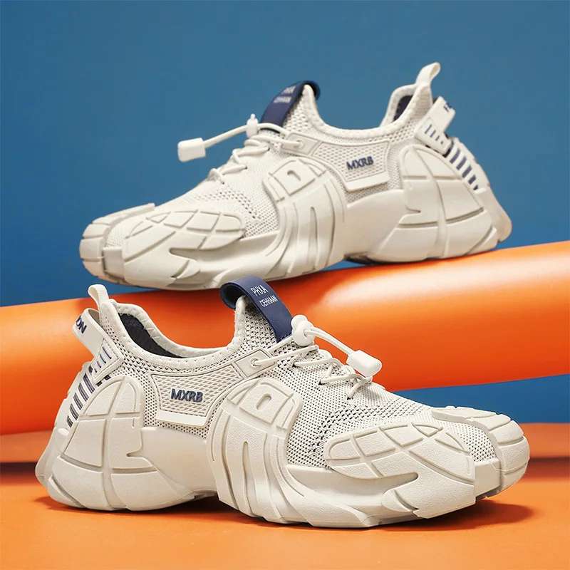 

New Men's Mesh Sneakers, Slip-On Lazy Sock Shoes, Breathable Non-Slip Wear-Resistant Chunky Dad Shoes, Trendy Casual Footwear