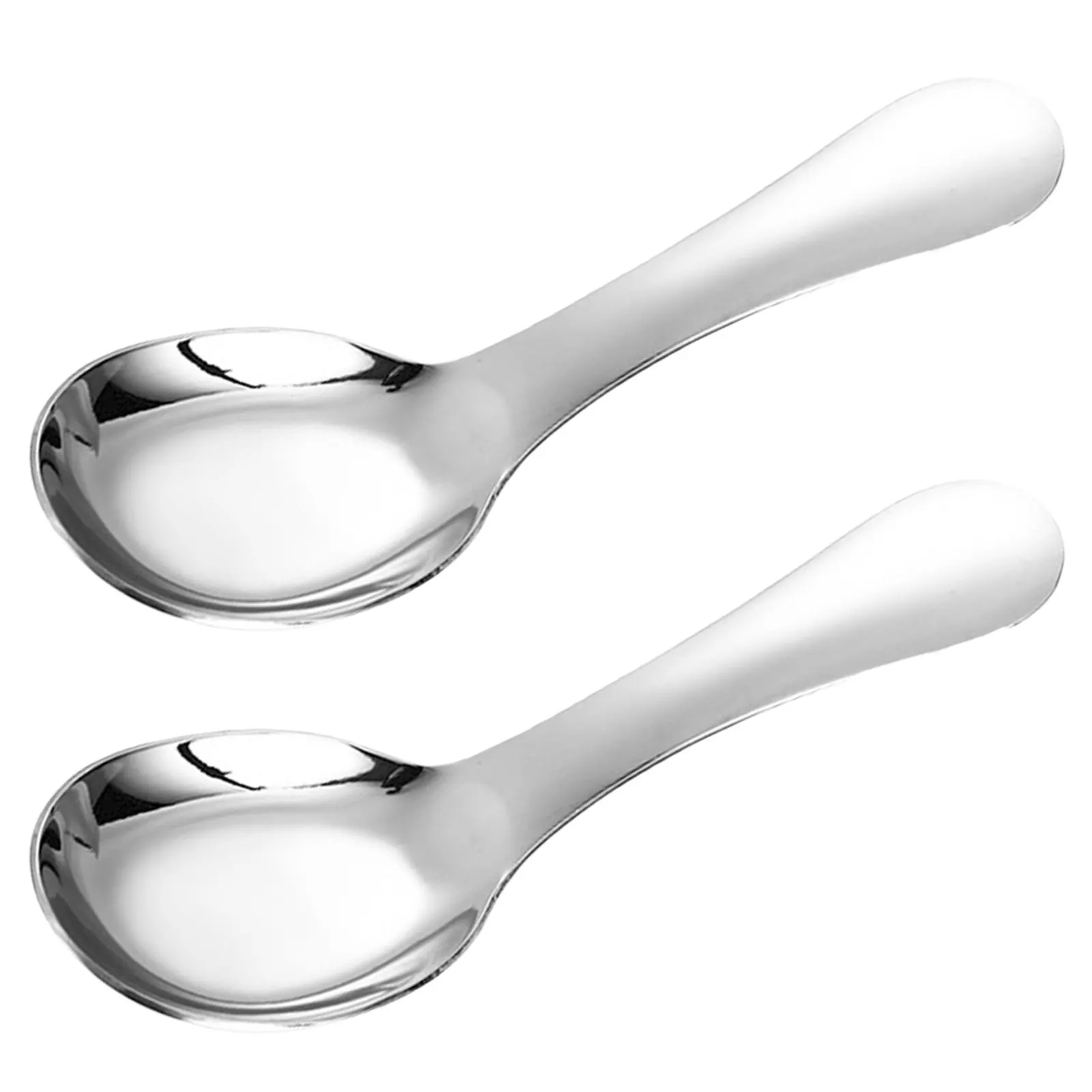 

2Pcs Kids Stainless Steel Soup Spoons Multiuse Dinner Dessert Porridge Spoons Home Dining Home Supplies Food Spoon Kids