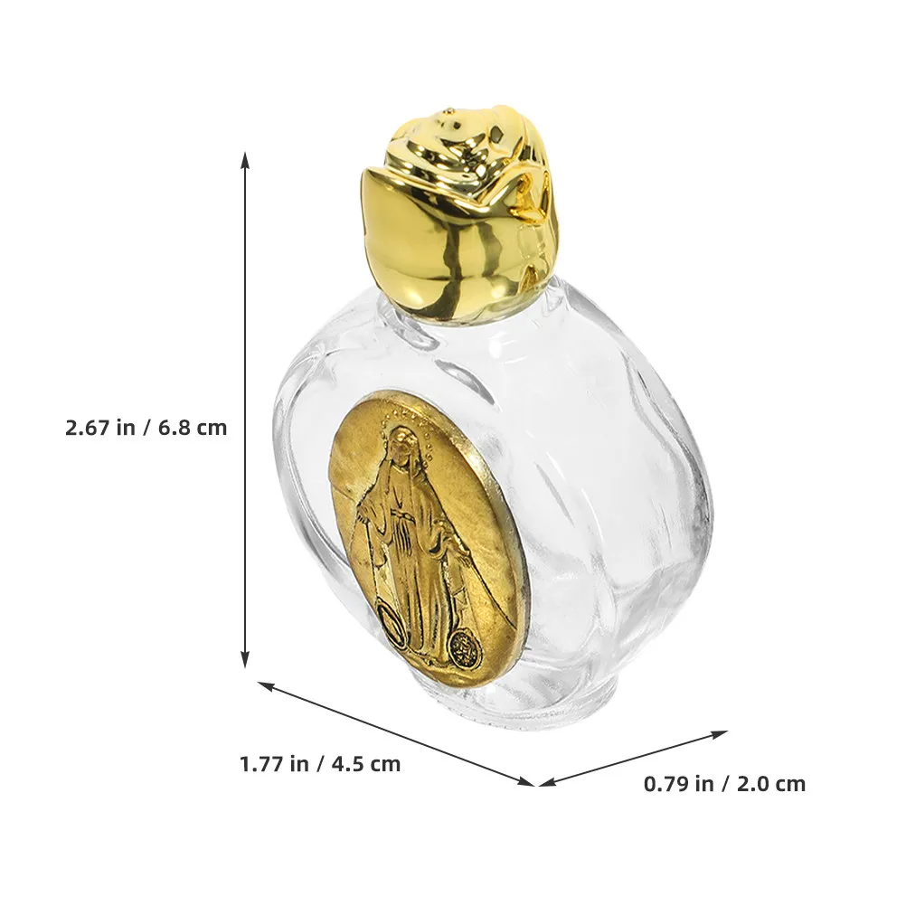 2Pcs Glass Catholic Holy Water Bottle Set Small Empty Bottles for Perfume Holy Water Storage Travel