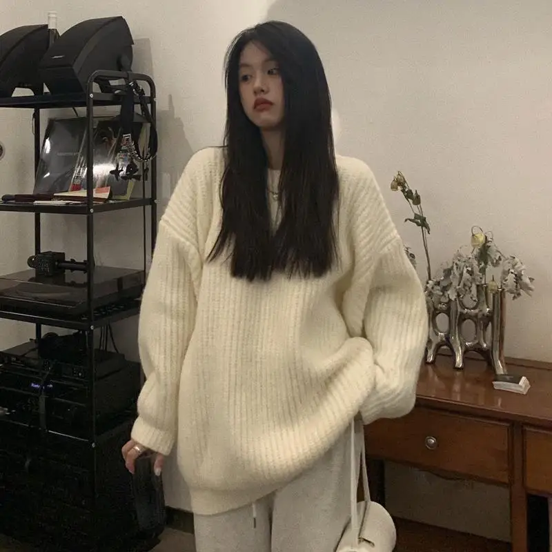 

Sweaters Jumpers Pullovers Woman Blue Y2K Tweed Diamond-Patterned Petite BF Lady Professional OL Business Meeting Work Sport Ins