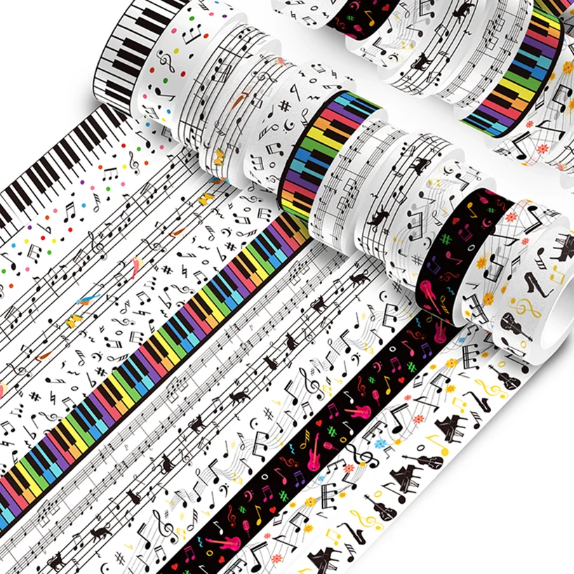 Imagem -02 - Música Washi Tape Washitape Scrapbooking Suprimentos Piano Keys Adesivo Decorativo Fita Adesiva Material Escolar 12 Rolos