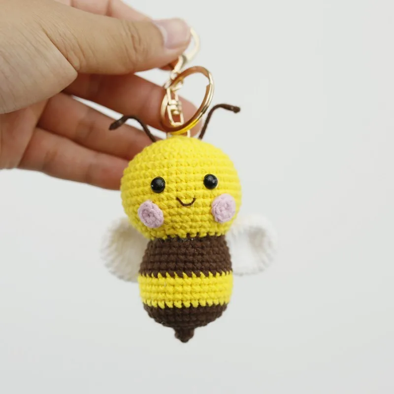 

Cute Bee Crochet Keychain For Gifts Creative Handmking Cartoon Bee Doll Knitting Keyrings Knitted Bee Accessories Wholesale