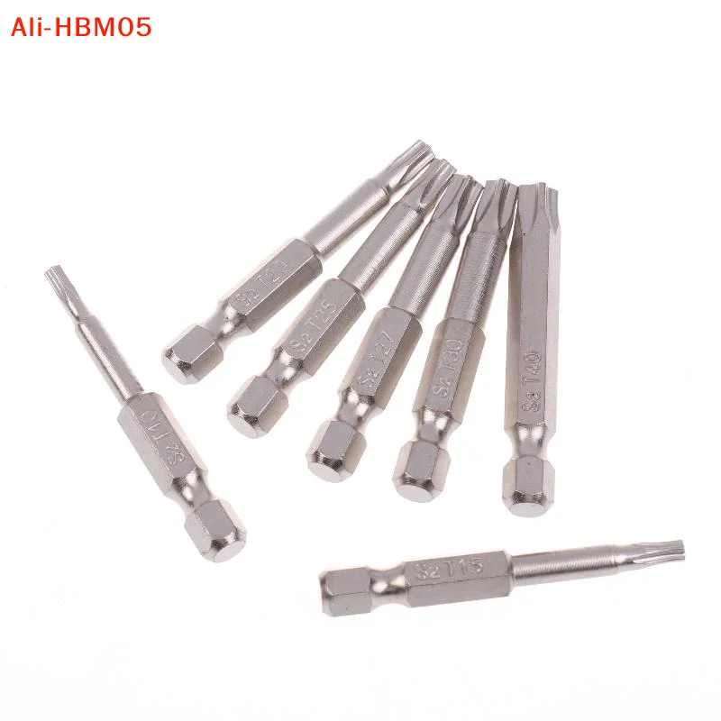 (HB05)7 Pcs S2 Magnetic Star Screw Driver 5 Point Screwdriver Bits 50mm 1/4
