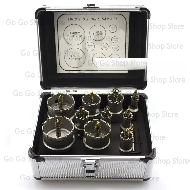 

6 pieces, 10 pieces/set, 16-65mm TCT hole saw drill bit set, hard alloy tip, metal core drill bit, hole saw tool with box