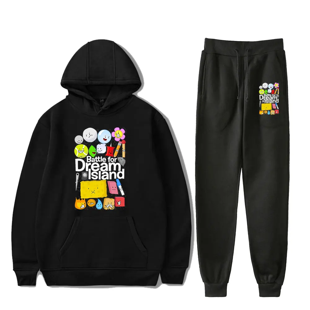 Jacknjellify BFDI Battle For Dream Island Jumpsuits Vintage 90s PULLOVER Merch Hoodies Men Women Tracksuit Pants Two-Piece Set