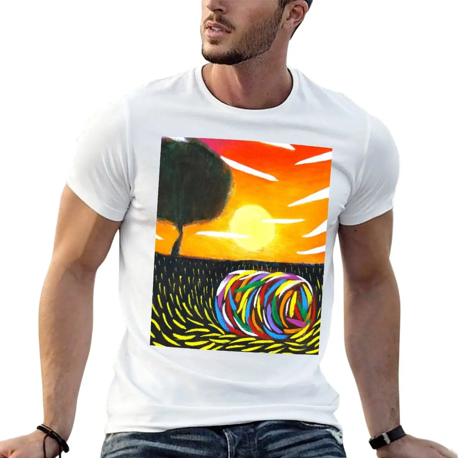 

Prairie Landscape - Colorful Farm Art T-Shirt t shirt men 100% cotton luxury brand t shirt man designer T-Shirt
