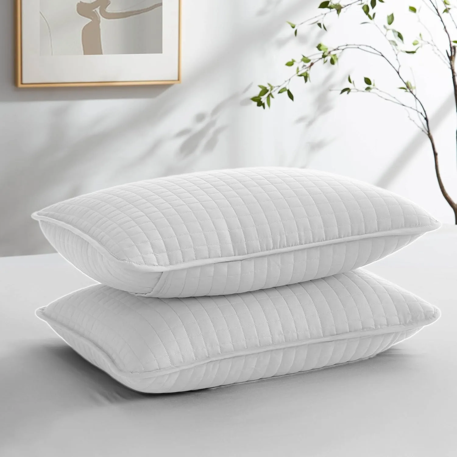 

Набор King Pillow Shams из 2 шт., большие декоративные белые наволочки размером 20 x 36 дюймов для подушек King Size, роскошные стеганые наволочки Shams