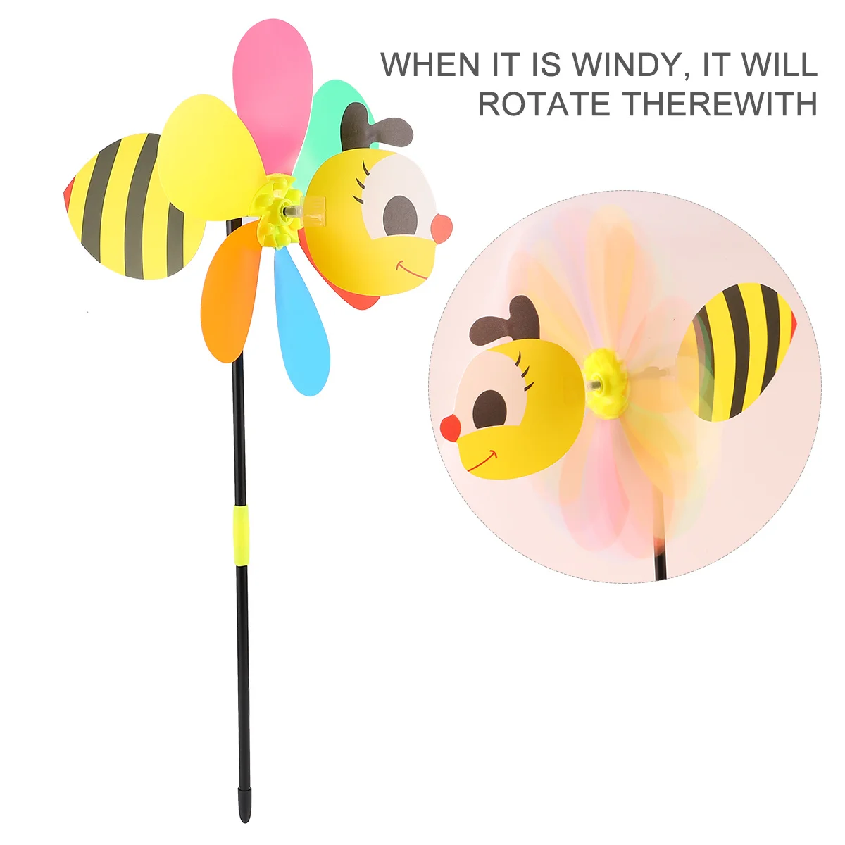 

5Pcs Honey Bee 3D Windmill Colorful Waterproof Pinwheel Garden Lawn Decoration Gift Colorful Windmill Waterproof Pinwheel