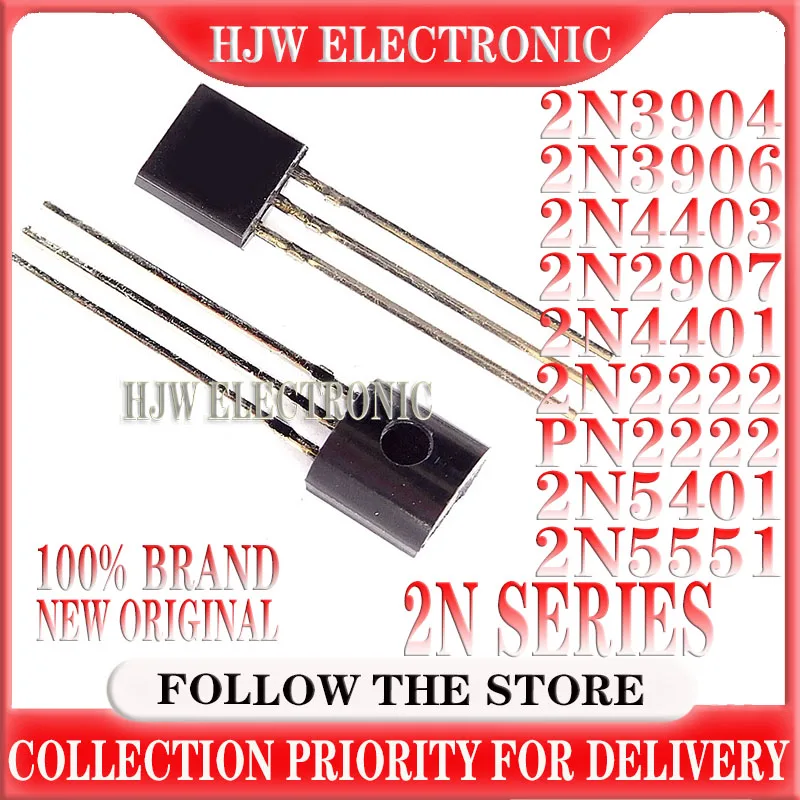 100pcs 2n3904 2n3906 To-92 2n5401 2n5551 2n4403 2n2907 2n4401 2n2222 Pn2222 To92 Transistor