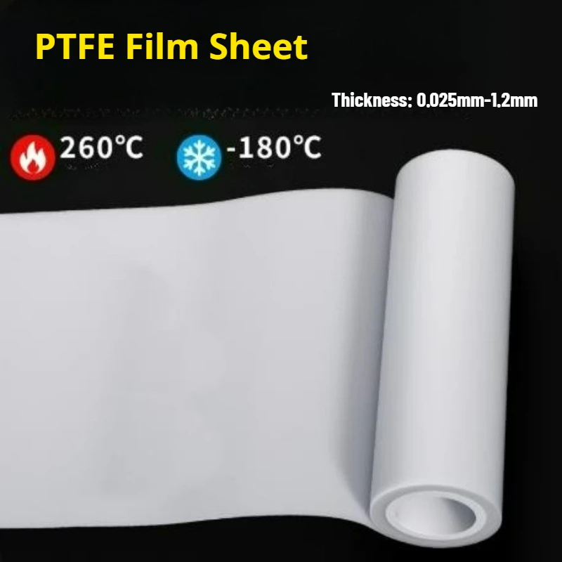 1 Meter PTFE Film Sheet Thickness 0.025mm~1.2mm White High Temperature Plate Processing Accessories Width 260mm/300mm