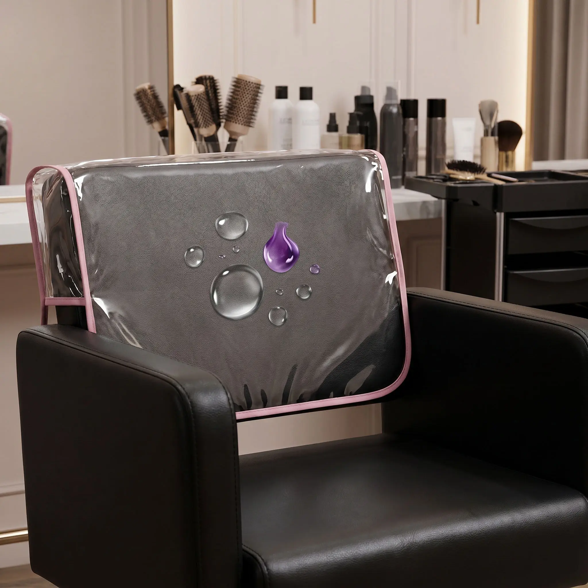 3Pcs Hair Salon Chair Seat Covers Transparent Waterproof PVC Protective Covers for Barber Shop Salon Chair Back Cover 20x16