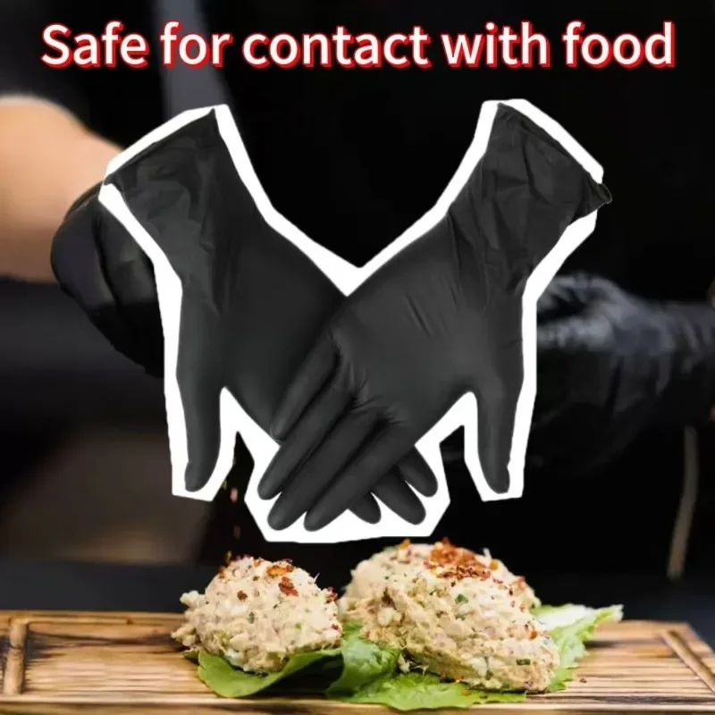 Black Nitrile Disposable Gloves for Work Latex Free Home Cleaning Glove Textured Mechanic Tattoo Hair Dye Beauty