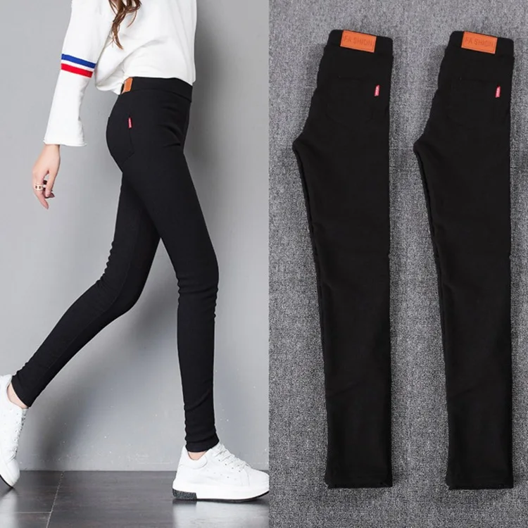 Leggings ajustados para mujer, pantalones pitillo de talla grande, color negro, primavera y otoño, 2023