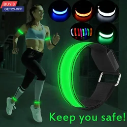 Pulsera luminosa Led con luz azul, brazalete deportivo para correr de noche al aire libre, correa de brazo intermitente, cinturón de seguridad reflectante, 1 unidad