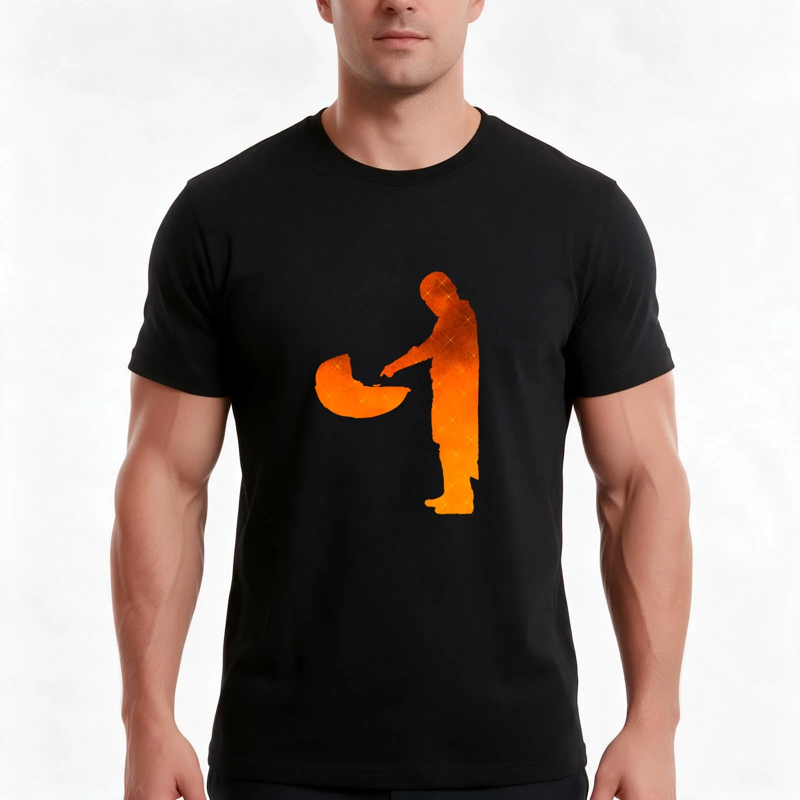 MANDO Solar Flare Nebula T-Shirt, Summer Casual Cotton Tee, Oversized Streetwear Tops, Vintage Graphic Print, Unisex Men Women