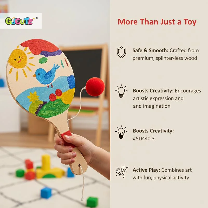 1 PCS Wooden Paddle Ball With String With Red Ball On String Paddle Toy For Kids And Adults Great Gift