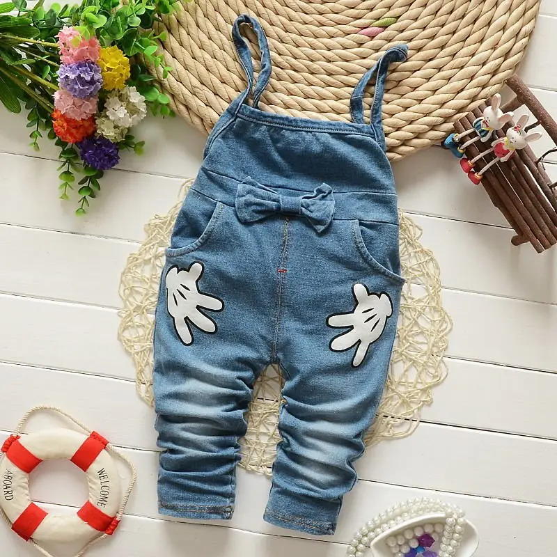 2024 Spring Autumn Baby Girl Clothes Sets Toddler Cartoon Mickey Mouse Minnie T-shirt Overalls Jeans 2pcs Suit Children Clothing