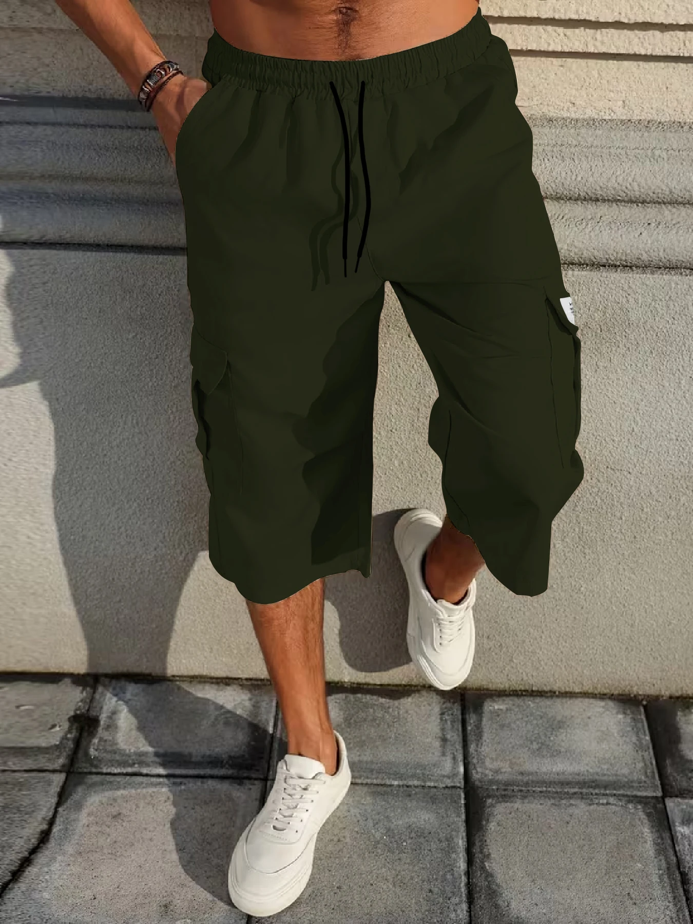 Herren-Shorts, Freizeit-Jogginghose mit mehreren Taschen, gewebte, elastische, weiche und bequeme, einfarbige, schlichte Hose für Outdoor-Sportarten – Detail 18