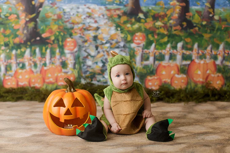 Halloween Spaziergang Wald Kulissen Kinder Erwachsene Fotografie Baby Geburtstag Herbst Pimpkin Laterne Fototermin Hintergründe