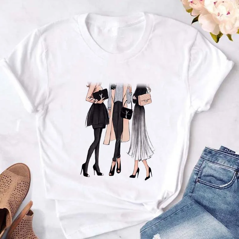 Selling Short-sleeved T-shirt Fashion Trend Graphic Girl Print Women's Wear Tops  Women Clothing  Harajuku  Aesthetic  Vintage