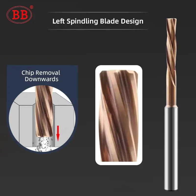 BB Machine Reamer Left Hand Micro Carbide Spiral Flute Coated PRO CNC External Cooling Aluminum Small Hole Making 2.23mm-3.95mm