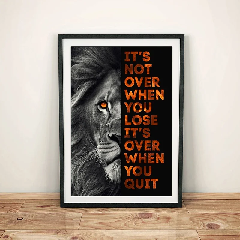 Animal motivational quotes poster lion tiger wolf leopard canvas painting modern art print living room decoration wall painting