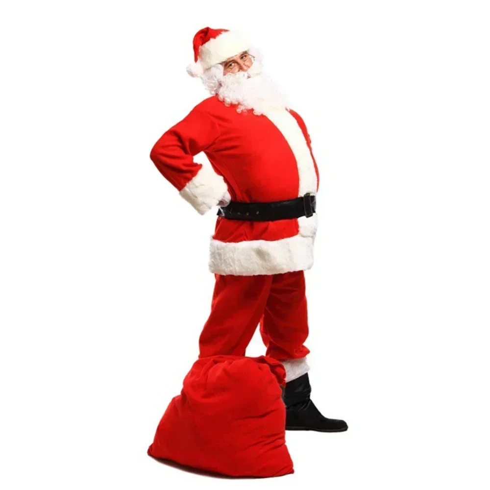 Costume de cosplay de Noël Père Noël pour hommes, Velet rouge, Noël, Nouvel An, Deluxe, Classique, Adultes, Déguisement, Costumes de fête de carnaval