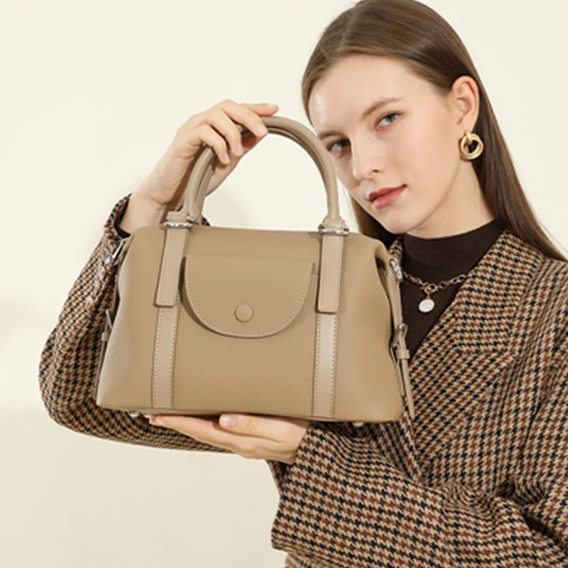 

Burminsa 100% Genuine Leather Pillow Tote Handbags For Women 2025 Luxury Designer Satchel Purses Ladies Shoulder Crossbody Bags