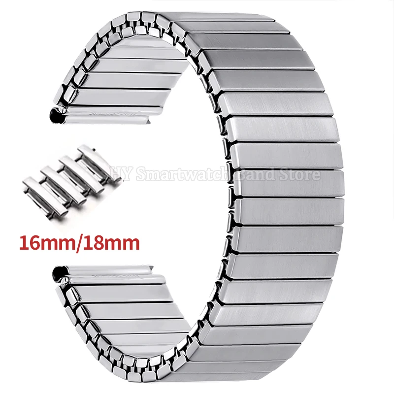 Cinturino per orologio elastico in metallo da 16 mm 18 mm per uomo donna Cinturino da polso universale Accessori per bracciale elasticizzato con espansione in acciaio inossidabile