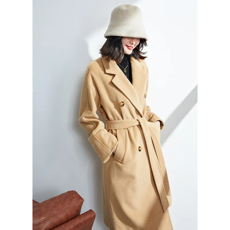 Cashmere coat women's 24 winter clothing high-end sense M home European and American wool woolen coat small man