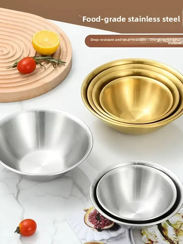 Stainless Steel Korean Style V-Shaped Dessert Bowl Instant Noodles Bowl Commercially Used Gold Color Small Snack Bowl Ice Cre...