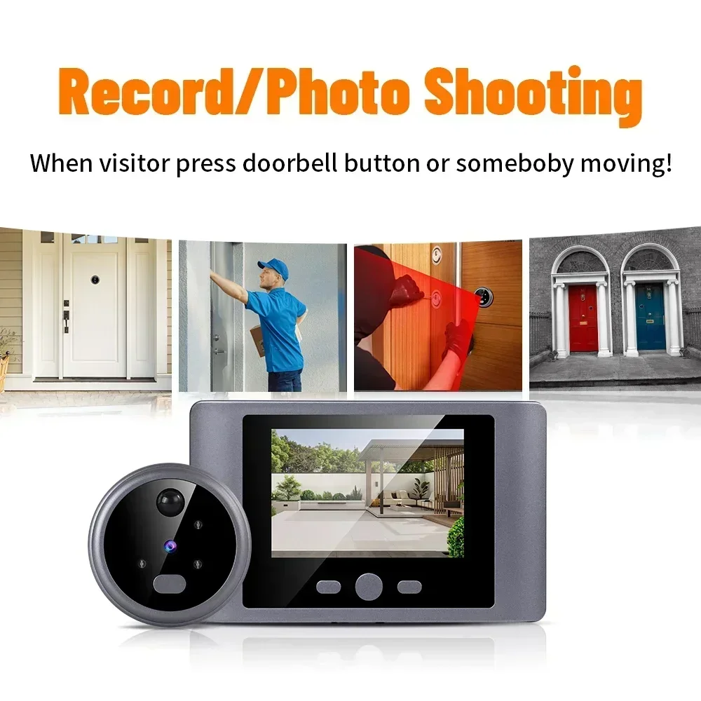 2.8 Inch Smart Peephole Digital Door Eye Camera Night Vision Motion Detection Built-in Lithium Battery Electronic Doorbell