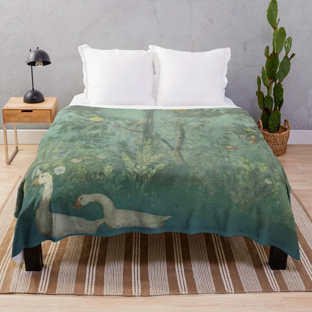 

Ancient Plant goose fresco Throw Blanket for winter Designers Picnic Blankets