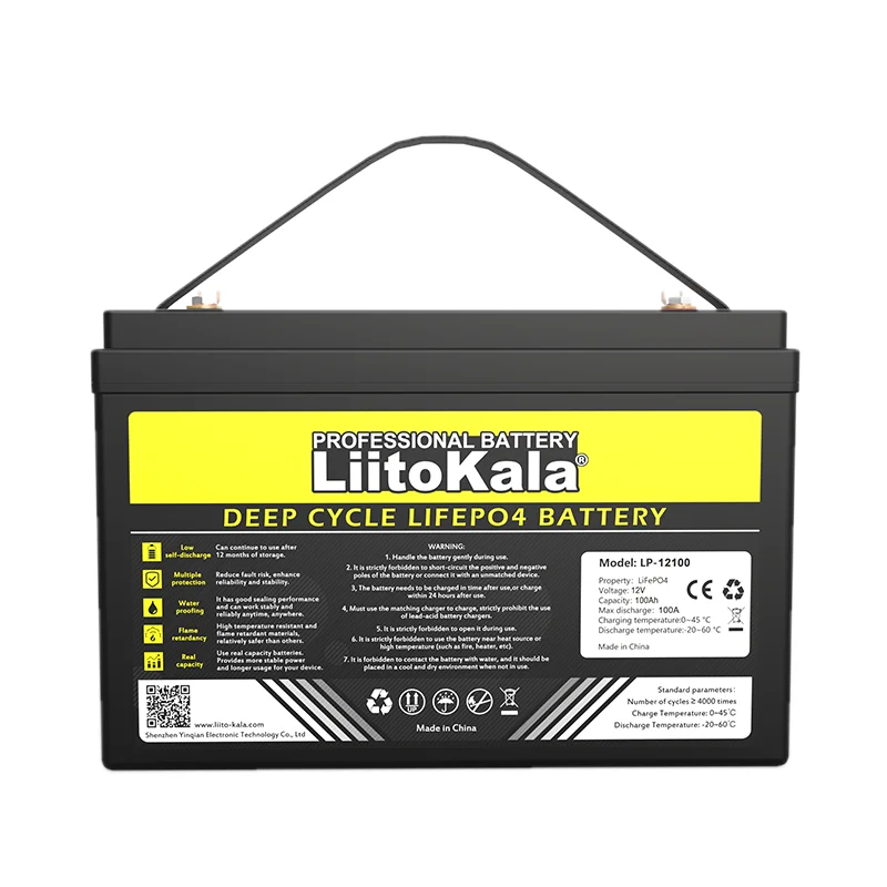LiitoKala 12.8V 14.6v 100AH ​​Akumulator LiFePO4 12V Akumulatory litowo-żelazowo-fosforanowe Cykle falownik Zapalniczka samochodowa