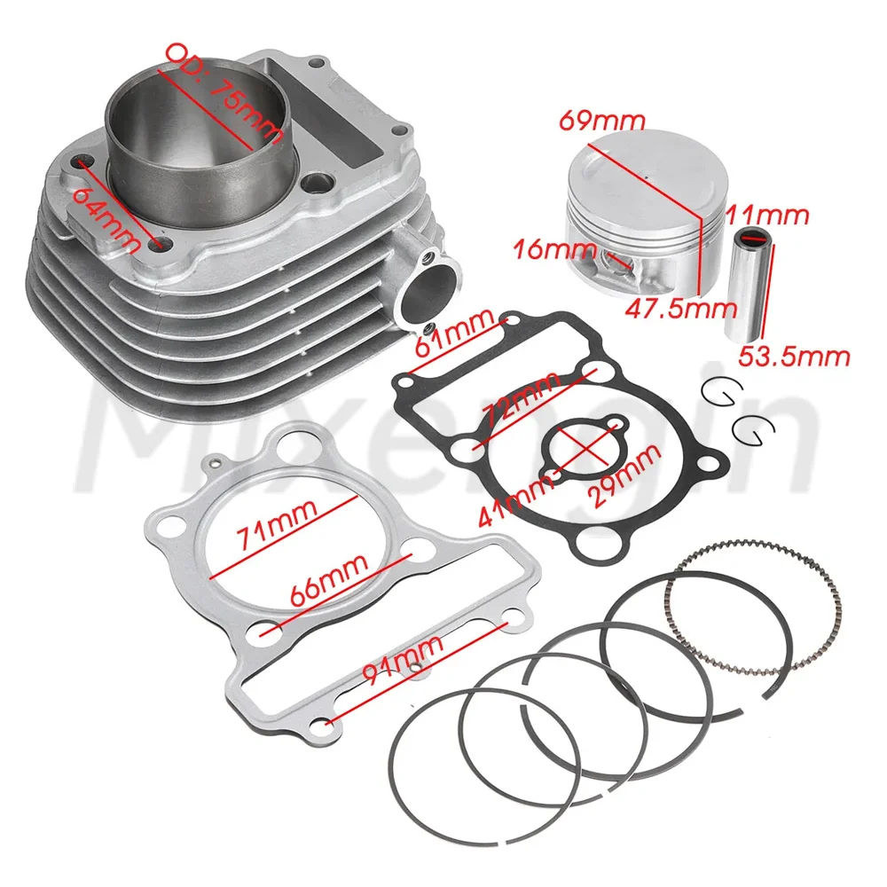 Motorcycle Engine Parts cylinder piston gasket Rebuild Overhaul kit for 1992-2016 Yamaha XT TTR225 cc ID:70mm MD-1037YM15301-3