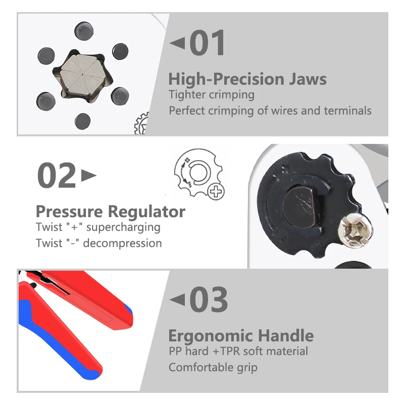 Wire clamp crimping tool HSC8 6-6 0.25-6.0mm ² AWG24-10 Hexagon Ferrule Crimping Tool Self Adjusting Ratchet Crimping Tool