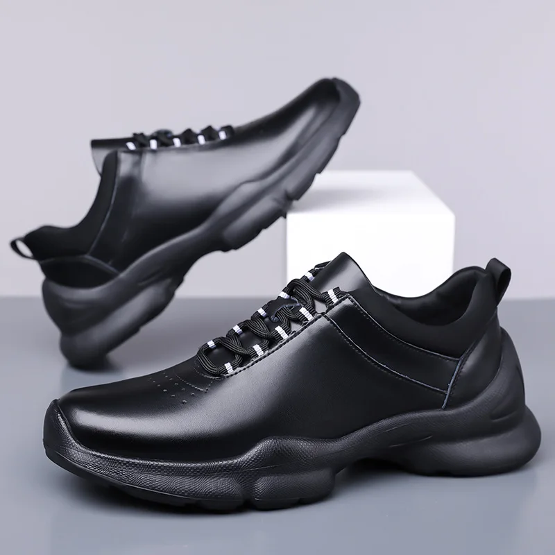 

Новая мужская обувь, повседневная обувь из натуральной кожи, уличная спортивная обувь, крутые черные легкие кожаные кроссовки