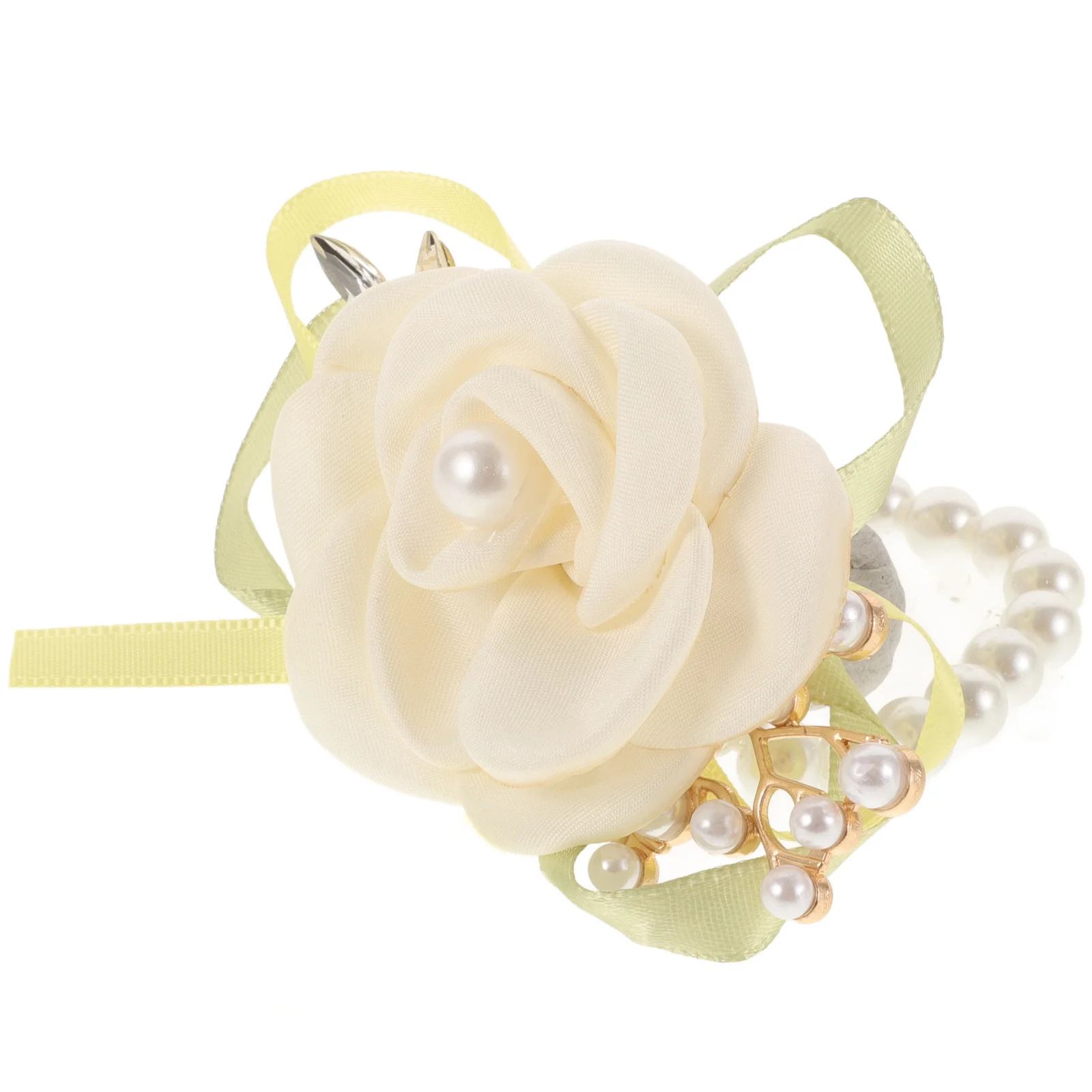 

Imitation Pearl Wrist Corsage for Bride Bridesmaid Realistic Fake Flower Bracelet Rustic Wedding Decor Bridal Accessory