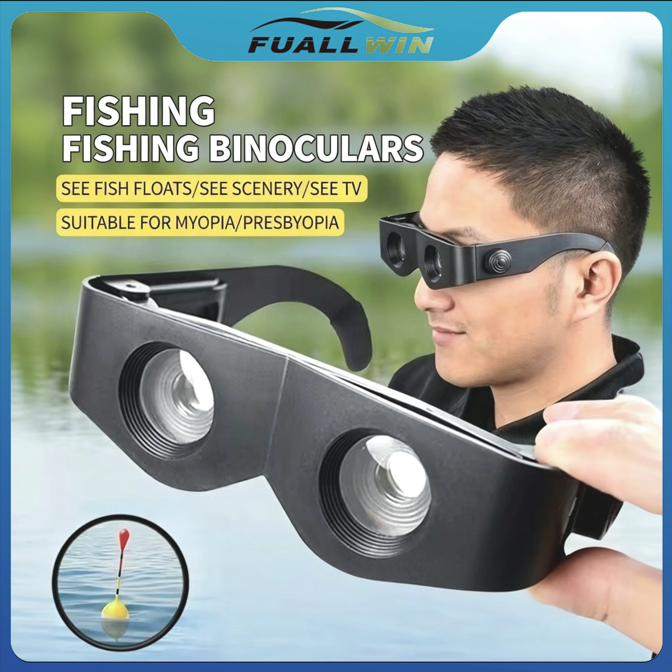 Fishing Binocular Glasses Hands-Free Magnifier Eyeglasses for Clear Float View Myopia Presbyopia Friendly Outdoor Telescope